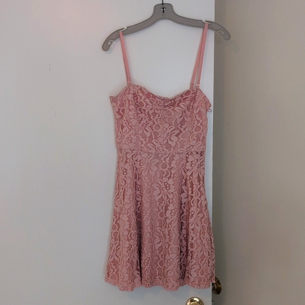Eva Mendes Blush Lace Dress